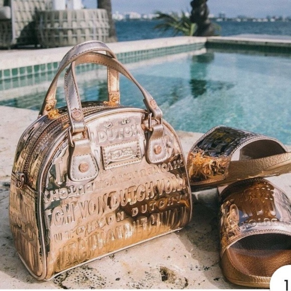 Von Dutch Rose Gold Mirror  Mini Bowler Bag Purse NIB Ret $149 GIFT WORTHY